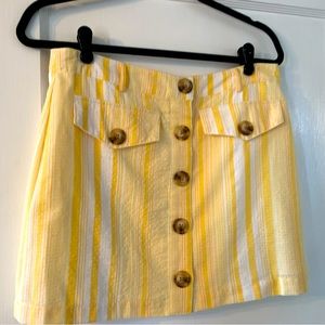 Yellow Mini Skirt with Button Down Front